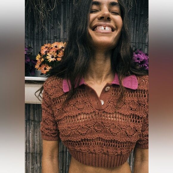 Zara pointelle knit crop top NWT - Picture 1 of 5